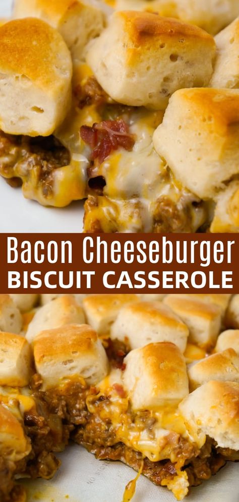 Bacon Cheeseburger Biscuit Casserole - This is Not Diet Food Condensed Cheddar Cheese Soup, Easy Ground Beef Dinner, Biscuit Casserole, Ground Beef Dinner, Biscuits Casserole, Ground Beef Casserole Recipes, Dinners Easy, Easy Ground Beef, Cheddar Cheese Soup