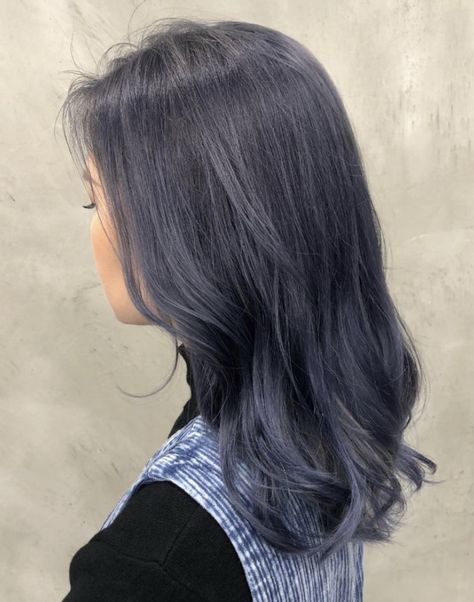 Dark Blue Grey Hair, Grey Blue Hair, Blue Grey Hair, Hair Gray, Dark Blue Grey, Navy Grey, Hair Colour, Grey Hair, Hair Dye