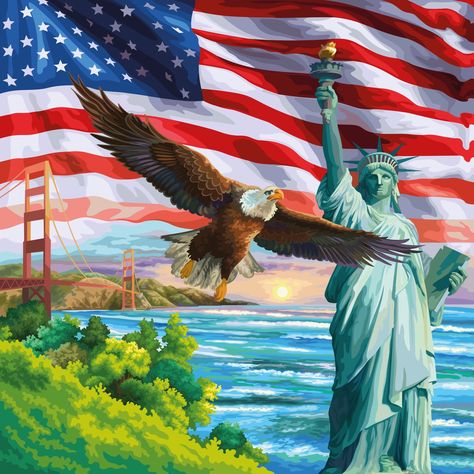 American Dream Art, Patriotic Art Ideas, Eagle Photos, Patriotic Wallpaper, 4th Of July Clipart, America Theme, English Play, American Flag Art, Patriotic Pictures