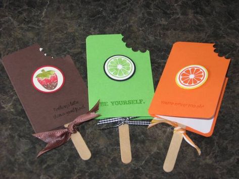 Ice Cream Cards by lilorangemouse - Cards and Paper Crafts at Splitcoaststampers Ice Cream Stick Crafts, Secret Sister Ideas, Ice Cream Cards, Ice Cream Stick Craft, Eid Envelopes, Sister Ideas, Birthday Ice Cream, Ice Cream Gift, Teachers Day Card