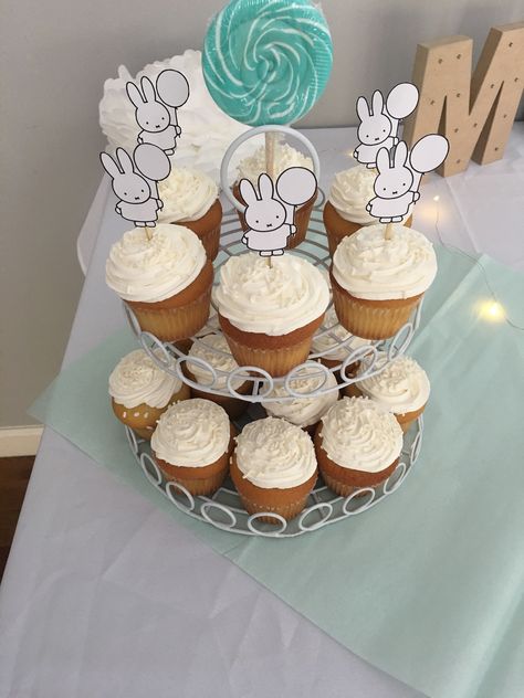 More cupcakes and the cupcake toppers I made Miffy Birthday Party Ideas, Miffy Birthday Party Decoration, Miffy Birthday Party, Miffy Birthday, Miffy Party, Bunny Birthday Party, Bunny Birthday, Birthday Stuff, Baby Turtles