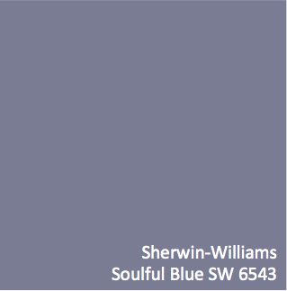 Sherwin-Williams Soulful Blue (SW 6543)I may have found the bathroom color Violet Paint Colors, Purple Paint Color, Blue Sherwin Williams, Indoor Paint Colors, Sherwin Williams Blue, Sherman Williams, Purple Paint Colors, Vintage Couch, Favorite Paint Colors