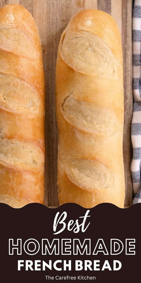 Easy French Bread Recipe, French Bread Loaf, Homemade French Bread, French Bread Recipe, Homemade Bread Recipes Easy, Artisan Bread Recipes, Bread Ingredients, Bread Machine Recipes, Easy Bread Recipes