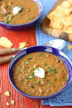 Hearty Lentil & Black Bean Soup with Smoked Paprika Salat Wraps, Paprika Recipes, Black Bean Soup Recipe, Bean Soup Recipes, Black Bean Soup, Lentil Recipes, Soup And Sandwich, Hearty Soups, Bean Soup