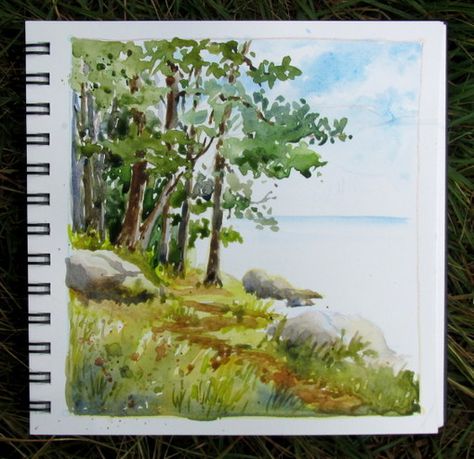 Everyday Artist: Step-by-Step Watercolor: Lake Scene Watercolor Lake Scene, Watercolor Techniques Tutorial, Creativity Ideas, Lake Scene, Step By Step Watercolor, Learn Watercolor, Watercolor Tips, Watercolor Lessons, Diy Watercolor Painting