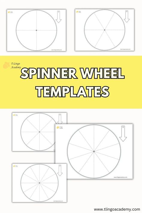 Free Spinner Wheel Templates Worksheets Make A Spinner Wheel, Spinner Template Free Printable, Diy Spinner Wheel, Dice Template, Spinners Diy, Learning A Language, Board Game Template, Partner Cards, Prize Wheel