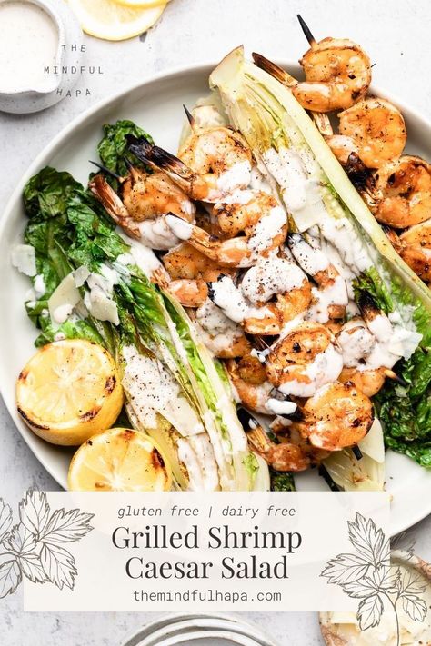 Shrimp Ceasar Salad, Marinated Shrimp Skewers, Shrimp Caesar Salad, Grilled Romaine Lettuce, Grilled Shrimp Salad, Homemade Caesar Salad Dressing, Grilled Shrimp Skewers, Grilled Romaine, Classic Caesar Salad