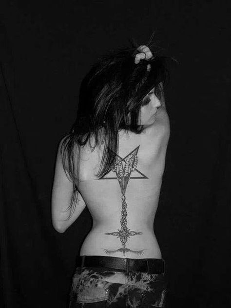 : Satanic Tattoo, Satanic Tattoos, Black Metal Girl, Female Tattoos, Witchy Nails, Tattoo Girl, Metal Girl, S Tattoo, Tattoo You