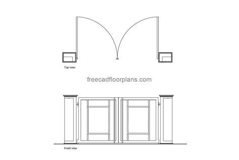 Modern Gate - Free CAD Drawings Pool Houses Plans, House Plans Design, Floor Plans House, One Storey House, Modern Gate, 2 Bedroom House Plans, Courtyard House Plans, Swimming Pool House, Wrought Iron Gate