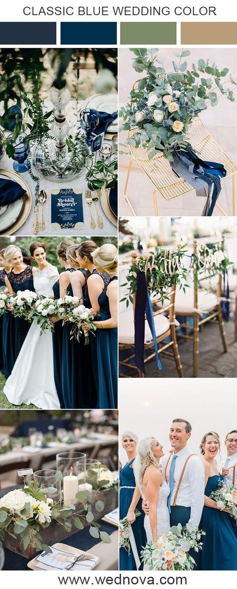 Classic Blue Wedding Ideas Inspired by Pantone's Color of the Year 2020 #wedding #weddings #weddingcolor #weddingcolors #weddingcolor2020 #classicbluewedding #bridesmaid #bridesmaids #bridesmaiddress #bridesmaiddresses Blue And Greenery Wedding, Pantone Azul, Dusty Rose Wedding Colors, Classic Blue Wedding, Palette Summer, Burgundy Wedding Colors, Wedding Color Palettes, Pantone 2020, Wedding Color Ideas