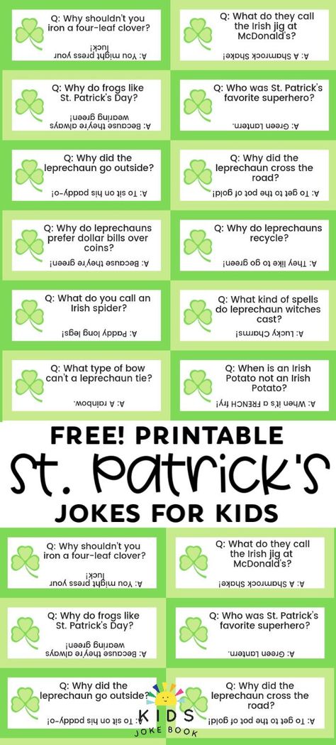 March Jokes For Kids, St Pattys Day Arts And Crafts For Kids, Note From Leprechaun Free Printable, Leprechaun Notes For Kids, St Patricks Day Food For Kids, St. Patrick's Day, Leprechaun Note, St Patricks Day For Kids, St Patrick's Day Jokes