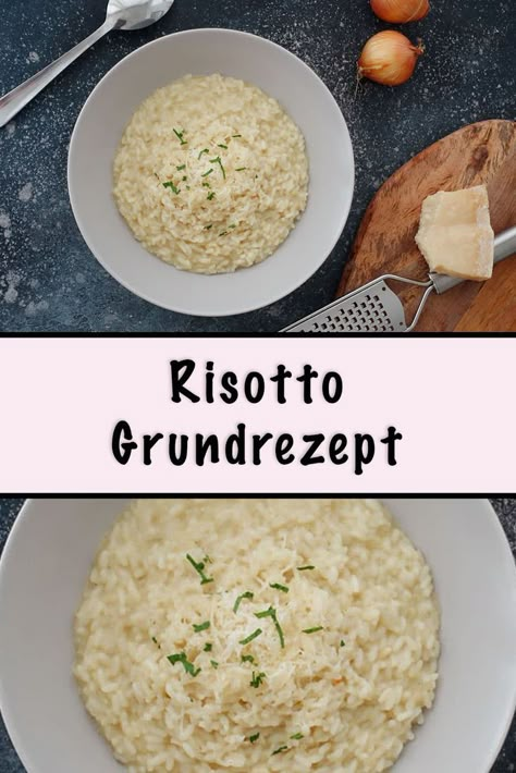 Risotto Grundrezept mit Parmesan Parmesan Risotto, Parmesan, Food And Drink, Rice, Butter, Snacks