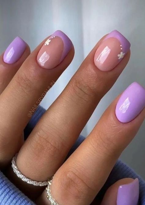 Unghie Sfumate, Fake Nails Designs, Sassy Nails, Spring Nail Designs, Simple Gel Nails, Purple Nail, Her Nails, Cute Gel Nails, Shellac Nails