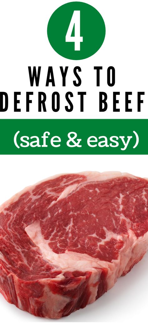 How to defrost beef in 4 safe and easy ways. Thaw Beef | Defrost Beef | How to thaw beef quickly How To Defrost Steak Quickly, Steak Tip Recipes, Oven Steaks, Steaks In Air Fryer, Air Fryer Steak Recipes, Beef Chart, Frozen Steak, Beef Flank, Cooking Roast Beef