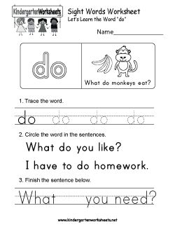 Sight Word (do) Worksheet Sight Word Be Worksheet, Do Sight Word Worksheet, Ela Kindergarten, Sight Word Worksheets Free, Sight Word Worksheet, Writing Worksheets Kindergarten, Trace Letters, Picture Comprehension, Pre Primer Sight Words