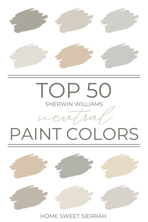 50 Most Popular Sherwin Williams Neutral Colors - homesweetsierrah.com Neutral Paint Color Bedroom, Living Room Color Themes, Gender Neutral Paint Colors Kids Rooms, Neutral Furniture Paint Colors, Living Room Color Scheme Ideas Neutral, Neutral Living Room Paint Color Ideas, Sherwin Williams Neutral Colors, Neutral Color Palette For Home, Neutral Dining Room Paint