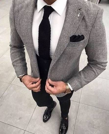 Wedding Suits Men Blue, Wedding Suits Men Black, Gray Wool Coat, Black Leather Oxfords, Suits Men, Black Chinos, Blazer Outfit, Leather Oxford Shoes, Men’s Suits