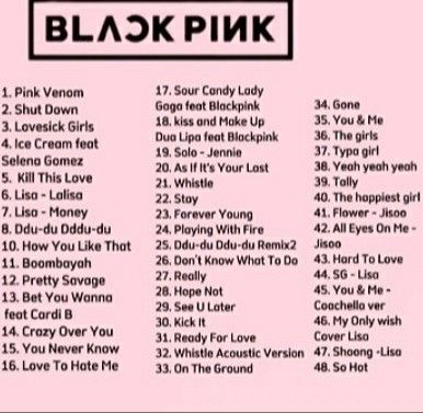 Black Pink All Songs List, All Blackpink Songs List, Black Pink Songs List, Blackpink All Songs List, Blackpink Playlist, Kpop Chibi Blackpink, Diary App, Blackpink Official, Candy Lady