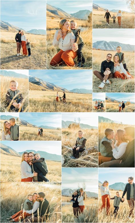 Country Road Family Photos, Poses For Family Of 3, Family Pictures Outfits Fall, Pictures In A Field, Mountain Family Photos, Pictures Outfits, Fall Family Portraits, Mountains Sunset, Utah Mountains