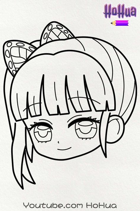 Sketch art Simple Anime Characters To Draw, Kanao Sketch, Demon Slayer Line Art, Kanao Drawing, Demon Slayer Coloring Page, Lineart Coloring, Pfp Wallpapers, Chibi Illustration, Line Art Coloring