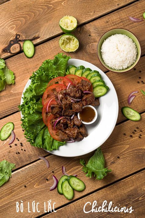 Bo Luc Lac Recipe Bo Luc Lac Recipe, Bo Luc Lac, Shaken Beef, Shaking Beef, Asian Salads, Vegetarian Appetizers Easy, Vietnamese Beef, Chuck Roast Recipes, Rib Steak