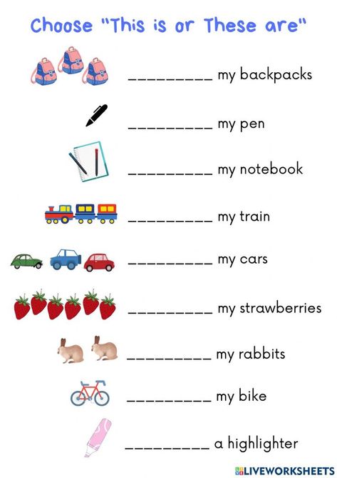 One Many Worksheet For Kindergarten, This Is Worksheet, This Is That Is These Are Those Are, This Or That Worksheet For Kindergarten, Worksheet For Ukg English, This Or These, This And These Worksheets, One Many English Worksheet, This Is And These Are Worksheets