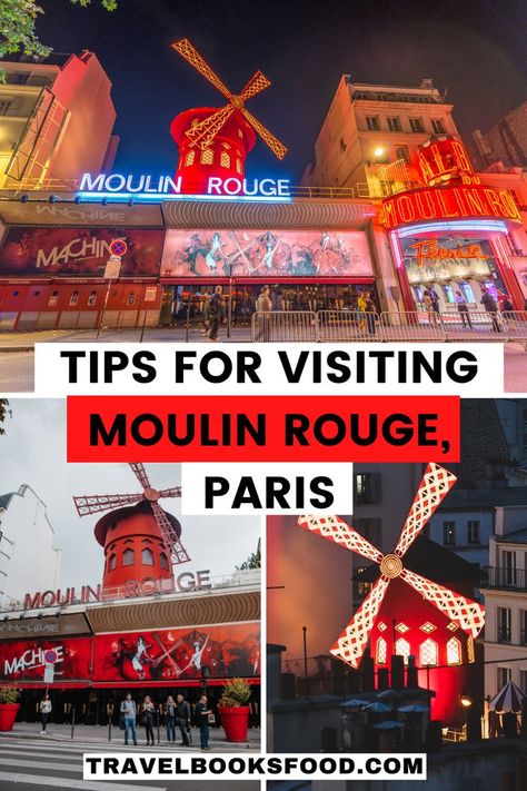 You see the iconic red windmill of Moulin Rouge in Paris during day and night Moulan Rouge, Vintage Moulin Rouge, Moulin Rouge Outfits, Outfit For Paris, Paris Moulin Rouge, Moulin Rouge Show, Paris Cabaret, Moulin Rouge Costumes, At The Moulin Rouge