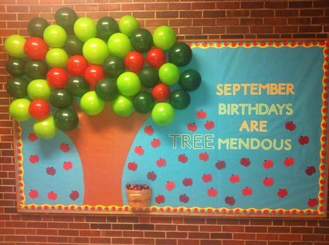 September Birthday Bulletin Board. September Birthday Board, September Birthday Bulletin Board Ideas, September Birthday Board Ideas, Cork Board Design Ideas, Apple Bulletin Board Ideas Preschool, Birthday Bulletin Board Ideas, Cork Board Design, Classroom Birthday Board, Board Design Ideas