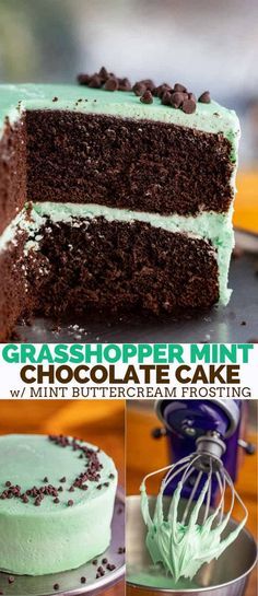 Mint Chocolate Cake Birthday, Mint Cake Recipe, Grasshopper Cake, Chocolate Mint Cake, Mint Sweets, Mint Buttercream, Mint Frosting, Green Grasshopper, Mint Chocolate Cake