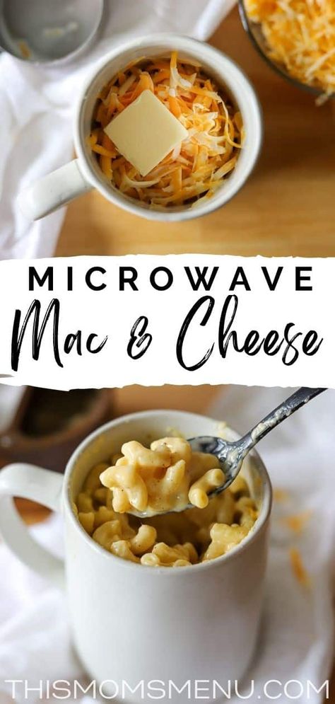 Delicious homemade mac and cheese in just a matter of minutes isn't as crazy as it sounds! This microwave mac and cheese is perfect for a quick lunch or snack and can be customized with your favorite cheeses and toppings. Mac And Cheese Mug, Mac And Cheese Microwave, Classic Mac And Cheese, Microwave Mug, Easy Mac And Cheese, Creamy Mac And Cheese, Small Pasta, Mug Recipes, In A Mug