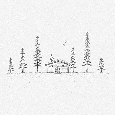 Abstract illustrations using different brushwork and line weights to convey nature, landscape and architecture, all with an Alpine twist. Winter Sketches Simple, Landscape Doodles, Landscape Outline, Ink Journal, Calendar Doodles, Winter Drawings, Adventure Camp, Doodle Ideas, Winter Nature