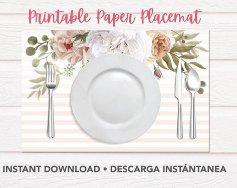 Printable Paper Placemat | Individuales de papel para imprimir y decorar tu evento. Paper Placemats Ideas, Elegant Placemats, Paper Placemat, Floral Placemats, Paper Placemats, Birthday Places, Floral Paper, Paper Place, Art Attack