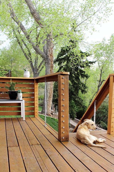 How to Install DIY Cable Rail - Annabode - Denver's #1 Sustainable Interior Design Firm Diy Cable Railing, Deck Styles, Veranda Design, Cable Railing Deck, Deck Railing Design, Modern Deck, Wooden Deck, Deck With Pergola, Cable Railing