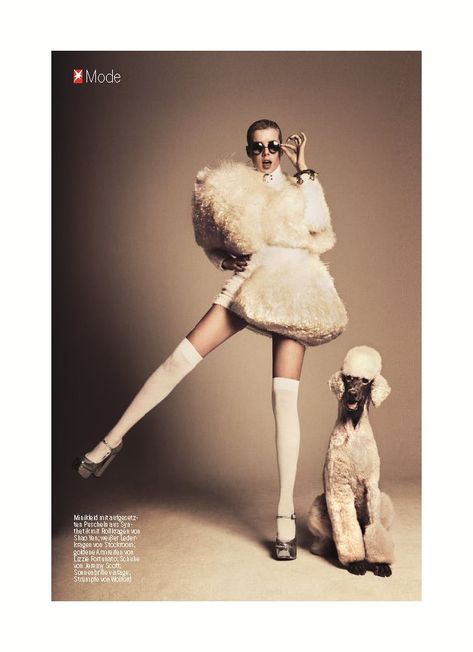 Damon Baker, Agyness Deyn, Vogue Uk, Standard Poodle, Poodle Dog, Animal Fashion, Dog Photography, Photoshoot Inspiration, Strike A Pose