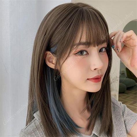 Hidden Hair Color, Hair Color Underneath, Peekaboo Hair, Hair Color Streaks, Blue Highlights, Coron, Hair Stylist Life, Hair Dye Colors, Long Straight Hair