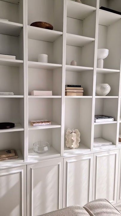 Check out THIS beautiful IKEA BILLY hack! Ikea Billy Cabinet Hack, Billy Bookcase Living Room, Billy Bookcase With Doors, Ikea Bookshelf Hack, Book Shelf Styling, Ikea Room Divider, Billy Hack, Ikea Billy Hack, Bookcase Hack