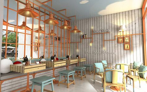 Once Upon A Cream ice cream shop by MADA Hua Hin Thailand 03 Once Upon A Cream ice cream shop by MADA, Hua Hin   Thailand Ice Cream Store, Ice Cream Parlour, Gelato Shop, Design Café, Ice Cream Design, Colorful Interior Design, Coffee Shops Interior, Ice Cream Parlor, Cafe Ideas