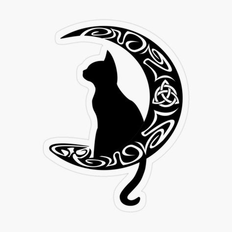 Celtic Cat Tattoo, Celtic Moon Tattoo, Cat Spirit Animal, Celtic Knot Drawing, Celtic Cats, Celtic Runes, Celtic Tattoo Designs, Celtic Moon, Cat Spirit