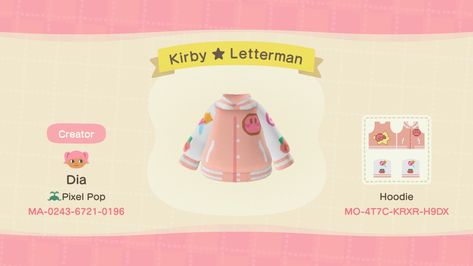 Kidcore Acnh Codes Clothes, Acnh Shirts Design Codes, Animal Crossing Pro Design, Kirby Animal Crossing, Animal Crossing Design Codes, Animal Crossing Design, Acnh Clothes, Animal Crossing 3ds, Animal Crossing Funny