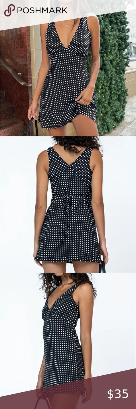 NELLIE MINI DRESS BLACK POLKA DOT Nellie Mini Dress, Mini Dress Princess Polly, Mini Dress Princess, Princess Polly Dresses, Dress Princess, Mini Dress Black, Invisible Zip, Polka Dot Print, Black Polka Dot