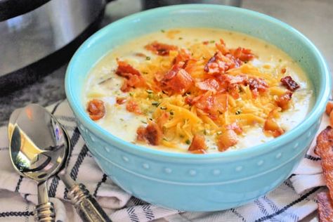 Instant Pot Loaded Baked Potato Soup Photo Instapot Potato Soup, Twice Baked Potato Soup, Baked Potato Soup Instant Pot, Loaded Baked Potato Soup Recipe, Restaurant Classic, Baked Potato Soup Recipe, Loaded Baked Potato, Loaded Baked Potato Soup, Sausage Recipe