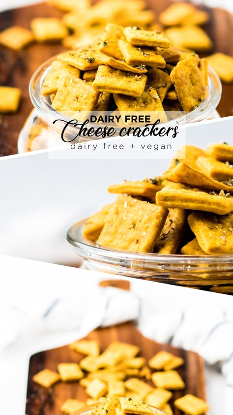 Dairy Free Cheese Crackers (Vegan) - Make It Dairy Free Gluten Free Cheese Crackers, Best Vegan Snacks, Cheese Cracker Recipe, Homemade Cheese Crackers, Gluten Free Crackers, Vegan Crackers, Dairy Free Snacks, Vegan Snack Recipes, Homemade Crackers