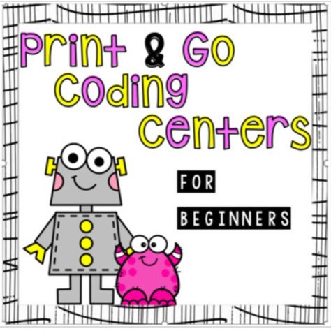 Print & Go coding games for beginners. Great for Kindergarten, Grade 1 & 2. Meets Ontario Curriculum Expectations and may be used in the USA Elementary Technology Lessons, Kindergarten Coding, Stem Challenges Elementary, Computer Science Lessons, Computer Lab Lessons, Scratch Programming, Kindergarten Stem, Techie Teacher, Coding Camp