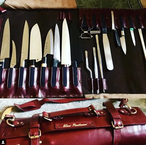 my favorite leather knife bag is a must for a fulltime chef. Knife Bag, Food Fantasy, Magnetic Knife Strip, Knife Block, Leather