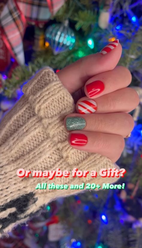 Red Aspen Christmas Mani Mix Up, Red Aspen Christmas Nails, Dash Nails, Aspen Christmas, Red Aspen Nails, Aspen Nails, Candy Cane Nails, Red Aspen, Holiday Red