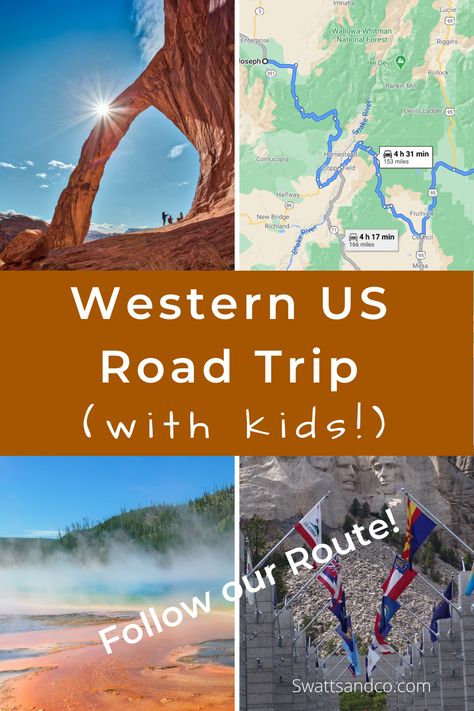 We took a 6-week road trip with a 1yo, a 3 yo, a 6 yo, a car, and a camper! Follow our road trip route starting in Michigan and covering National Parks in Montana, South Dakota, Wyoming, Utah, Idaho, Oregon, and Colorado. Grab our maps, complete with drive times, and the best places to camp (and read about the campsite reservations we rejected!) Click through to get all the details. Out West Road Trip, Road Trip Out West, West Road Trip, South Dakota Road Trip, Midwest Road Trip, Road Trip To Colorado, Wyoming Travel, Road Trip Map, Oregon Road Trip