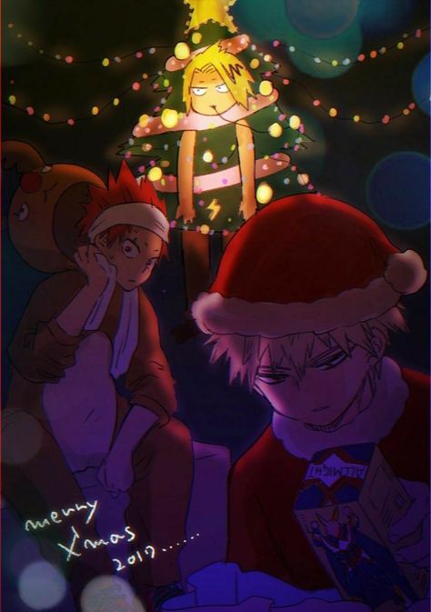 Bakugou Christmas, Mha Christmas, Merry Chrismast, Baku Squad, Kaminari Denki, Fan Art Anime, Tokyo Anime, Christmas Pfp, Denki Kaminari