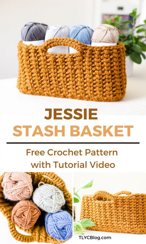 Size 5 Yarn Crochet Patterns, Diy Crochet Basket, Crochet Basket Tutorial, Modern Haken, Chunky Yarn Crochet, Tl Yarn Crafts, Crochet Basket Pattern Free, Crochet Storage Baskets, Yarn Basket