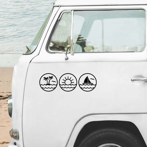 Rv Stickers, Van Stickers, Rv Decals, Summer Car, Foil Design, Beach Cars, Vw Campervan, Summer Getaway, Vinyl Cut