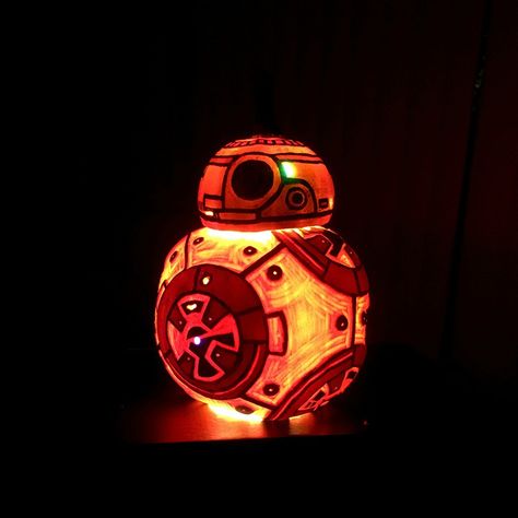 BB-8 Carved Halloween Pumpkin Bb8 Pumpkin, Pumkin Carving Ideas, Star Wars Pumpkin Carving, Pumpkin Inspiration, Lego Halloween, Pumkin Carving, Carved Pumpkins, Star Wars Bb8, Spooky Stuff